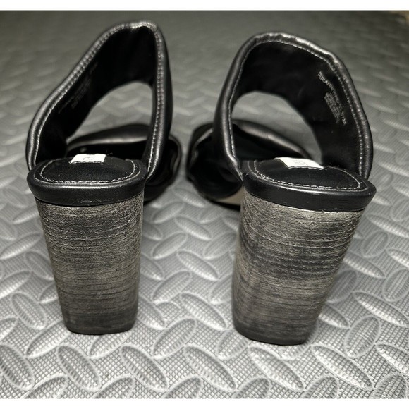 Steve Madden Teriann Black Women’s Leather Square open toe 4" heel sandal 8.5 M - Picture 6 of 10